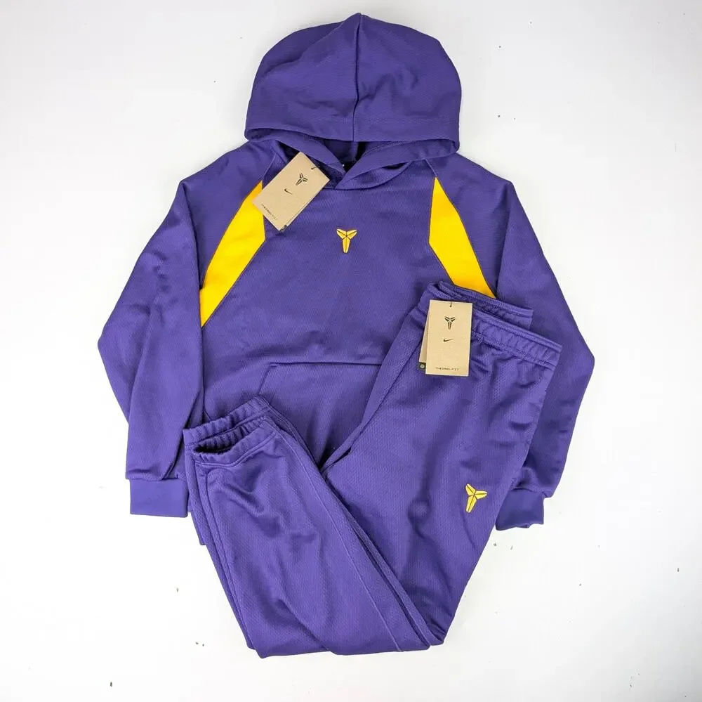 Nike Boys X-Large Kobe Therma-Fit Pullover Hoodie & Jogger Set - Purple & Yellow
